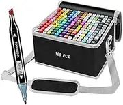 168 Color Alcohol Markers Pen Set for drawing, Thebeautiful artist Art Markers Permanent Dual Tip Drawing Markers set, Sketch Color Illustration Highlighting for Kids Adult markers(Black Shell)