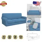 Luxury Light Blue 4-Piece Sofa Cover - Fits Most Oversized Models, Easy Install