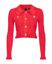 peter pan-collar cardigam L,M Red