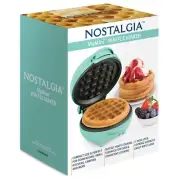 Free Shipping! Nostalgia My Mini™ Waffle Maker Teal 5" Non-Stick