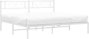 vidaXL King Size Metal Bed Frame with Headboard, Robust Steel Construction, Extra Storage Space, Supports 183x203 cm Mattress - White