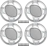 X AUTOHAUX 10" Car Speaker Grills Cover Mesh Round 10 Inch Audio Speaker Subwoofer Guard Protector Case with Mounting Screws Iron Silver Tone Black - Pack of 4