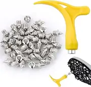 [Ucnemous] 50Pcs 3/16 Inch Track and Field Spikes Shoes Spike Replacements Hard Steel Pyramid Track Spikes for Sprint Sports Short Running Cross Country, Include Spike Wrench