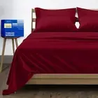 Pure King Size Cotton Bed Sheets Set (King, 1000 Thread Count) Burgundy Beddi...