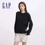 【GAP】女裝 純棉圓領長袖針織衫-黑色(637609)