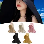 Women's Wide Brim Shawl Sun Hat Portable Face Covering with Large Neck Flap