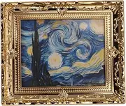 Neakomuki Dollhouse Accessories 1:12 Miniatures Art Painting Picture Frame in Antique Gilt Gold Frames for Dollhouse Fairy Garden (Sky)