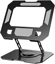 Carbon Steel Laptop Stand Notebook Desk Mount Anti-Slip Ventilated Laptop Riser Rotation Reading Stand for Home Use Office, Black