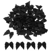 150 Pcs Mini Ribbon Bow 1.2" Mini Fabric Satin Craft DIY Black
