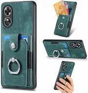 Compatible with Oppo A17 4G Magnetic Bracket Case,Compatible with Oppo A17 4G CPH2477 (PC+TPU+PU) 3 in 1 Card Slots Kickstand Phone Cover Green
