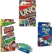 Mattel Card Game Set (Skip Bo, Uno & Phase 10)