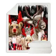 Funny Christmas Santas Reindeer Animals Throw Blanket