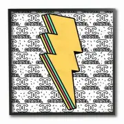 Fashion Lightning Bolt Symbol Over Glam Pattern Wall Art, 12 x 12, White