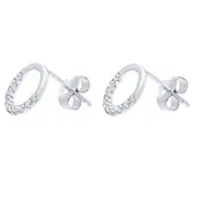 Bevilles Open Circle Stud Earrings with Cubic Zirconia in Sterling Silver 9mm