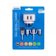 Laser 24W Dual USB-A Charger 2.4A AU/NZ Plug Socket w/ 3in1 Charging Cable White