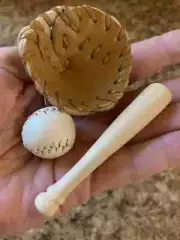 Miniature Baseball set Dollhouse Mini elf prop bat ball glove catchers mitt