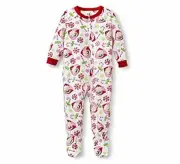 Elf On a Shelf Christmas Fleece Footed Candy Cane Print Pajama Sleeper