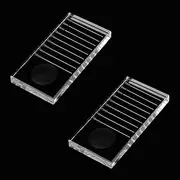 ZGWANSUI 2 Pack Crystal Lash Trays for Lash Extensions, Lash Tile, Transparent Adhesive Glue Holder Lash Tiles for Lash Extension, Glass Eyelash Lash Trays Pallet, 10 x 5 x 1 cm