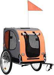 Dog Bike Trailer Tow Behind Pet Trailer Orange and Brown/Red and Black vidaXL
