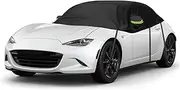 Black Half Car Cover Compatible with 2015-2024 Mazda MX-5, Weatherproof Hail Protector Car Cover with Reflective Strip, Storage Bag All Weather Protection Snow Proof UV