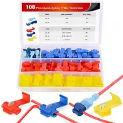 100PCS Quick Splice Solderless Wire and T-Tap Electrical Connectors 22-18 18-14