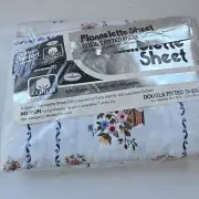 Vintage Floral Flannel Flannelette Sheet Double Full Fitted New