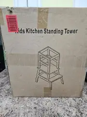 White Kids Kitchen Step stool Standing Tower Helper for Kitchen Counter, 2 Step
