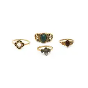 4SET 4Pcs/set Fashion Vintage Acrylic Gemstone Joint Ring