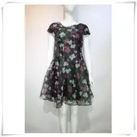 在飛比找ETMall東森購物網優惠-女裝歐根紗修身印花真絲連衣裙