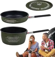 Camp Pots and Pans Set - Camp Cook Pot and Pan Set - Detachable Handle Even-Heating Tools for Stewing Frying Outdoor Family Picnic Beach Trip Backpacking Survival