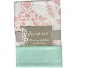 The Peanutshell Salmon Pink, Mint & White Window Valance 53” x 14” Brand New