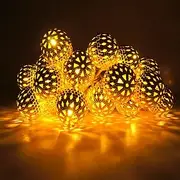Ramadan Eid Lights LED Moroccan Ball String Lights 5M-40LED Fairy Garland Copper Patio String Light Globe Fairy Orb Lantern Christmas for Wedding Party Home De