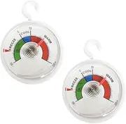 Pack of 2 Fridge Thermometers, Fridge Thermometer, Dial Fridge Thermometer, with Hook and Stand, Handy, for Controlling Fridge and Freezer, Multi-Colour
