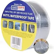 ADHES Butyl Tape Waterproof Tape Aluminum Foil Tape Sealan Tape 50mm x 5m(2inch x 5m), for RV Repair, Window, Silicone, Boat and Pipe Sealing, Glass & EDPM Rubber Roof Patching, Silver