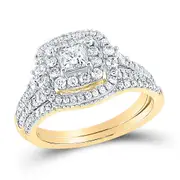 14k Yellow Gold Princess Diamond Bridal Wedding Ring Set 1 Cttw (Certified)