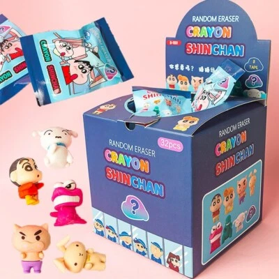 32pcs/set Anime Crayon Shin-chan Diy Cartoon Pencil Eraser Action Figure