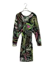 Emilio Pucci Silk Blend Paisley Dress Women's M Black Green Pink