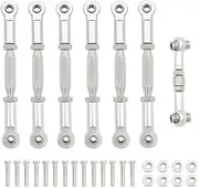 Metal Turnbuckles Camber Link Rod Linkage Set for Traxxas Slash 4X4 VXL 2WD Rustler Stampede Hoss 1/10 RC Car Upgrades Parts(Silver)