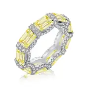 ANYCO Ring CZ 5A 925 Sterling Silver Yellow Diamond Wedding Ring Eternity Bands Engagement Ring for Women