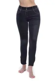 New Goode Rider Womens Equestrian Knee Patch Indigo Denim Jean