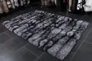 1915 SAGA Silver Fox Fur Carpet - Real Pelt Rug Fox Carpet Genuine Furs Runner