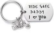 Ride Safe Daddy Keychain Motorcycle Gift Dad Keychain I Love You Daddy Keychains Gift from Kids Dad Motorcycles