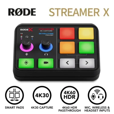 RODE Streamer X Audio Interface Video 4K Capture Card Mixer for Live Broadcast