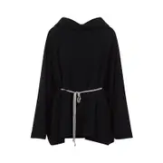 [Rick Owens] Rick Owens-Black Hooded Tunic Wool Mini Dress-Donna OS OS