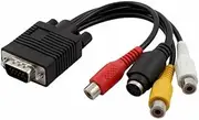 D-Sub VGA to S-Video 3RCA Adapter Cable PC Laptop TV Out to 3 RCA Composite Converter