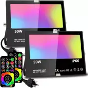 Led Flood Light 500W Equivalent, RGBW Led Outdoor Lights Colored Floodlight with