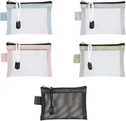 5Pcs Mini Zipper Mesh Bags - Small Nylon Pouch for Coins, Cards, and Keys, Portable Makeup Handbag Organizer, Travel Cosmetic Pouches for Lipstick and Earphones, Multipurpose Mesh Zipper Pouches