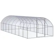 vidaXL Outdoor Chicken Coop Hen House Pet Cage Chicken Run Galvanised Steel