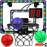 Basketball Hoop Indoor for Kids,Led Light Mini Basketball Hoop with 3 Balls & El