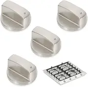 [iwobi] 4 Pcs Gas Hob Knobs,Silver Control Switch Knobs,Universal 6mm,Stove Switch Replacement,For Cooktop,Gas Stove,Oven Cooker